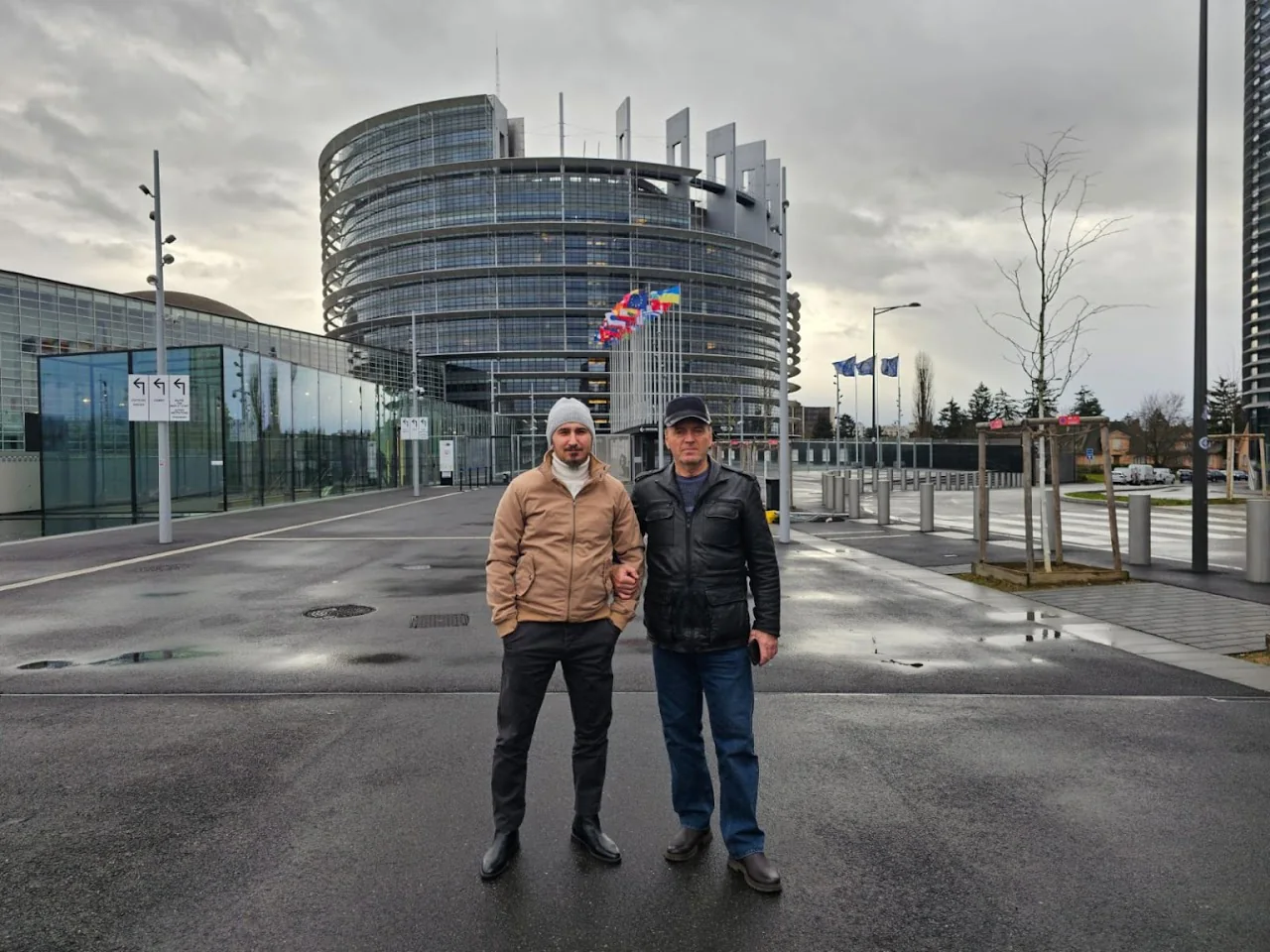 ACIN representatives outside the European Parliament in Strasbourg